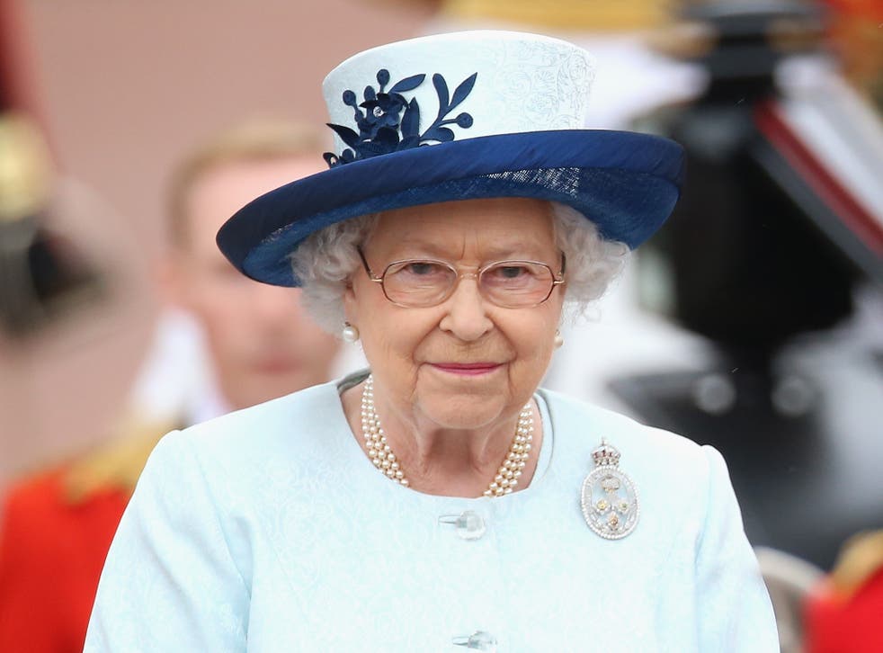 <p>The Queen during the 2014 Trooping the Colour parade</p>