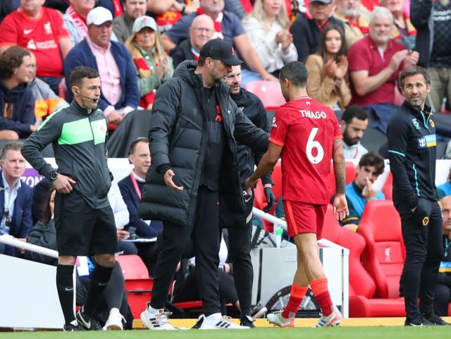 <p>Thiago Alcantara picked up an Achilles injury against Wolves</p>