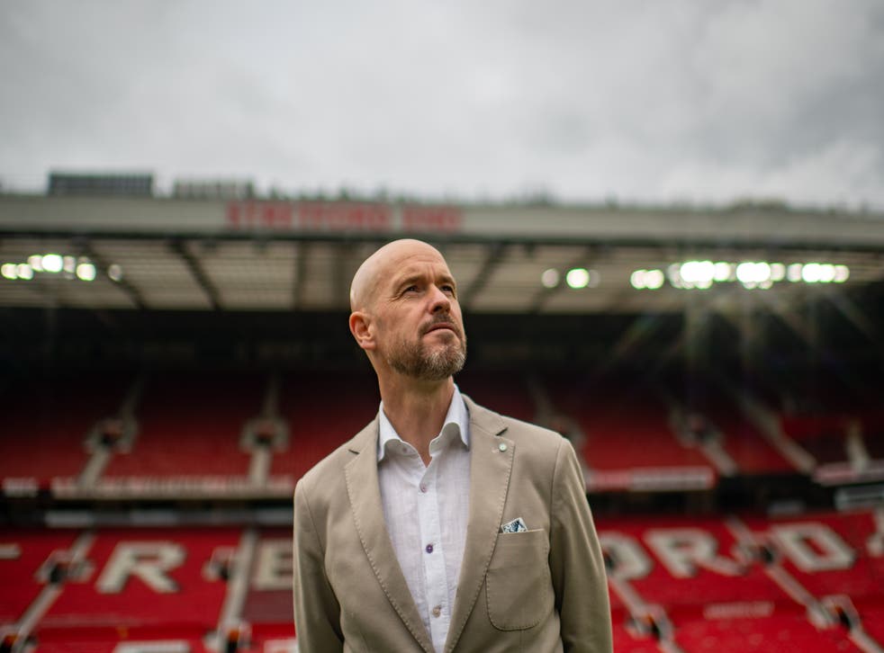 <p>Manager Erik ten Hag of Manchester United poses at Old Trafford</p>