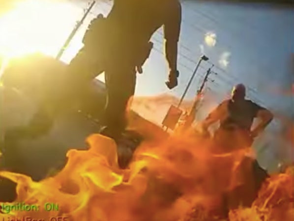 Body camera footage shows the moment an Osceola deputy tasered a man at a gas station while attempting to arrest him, leading to an explosive fire.