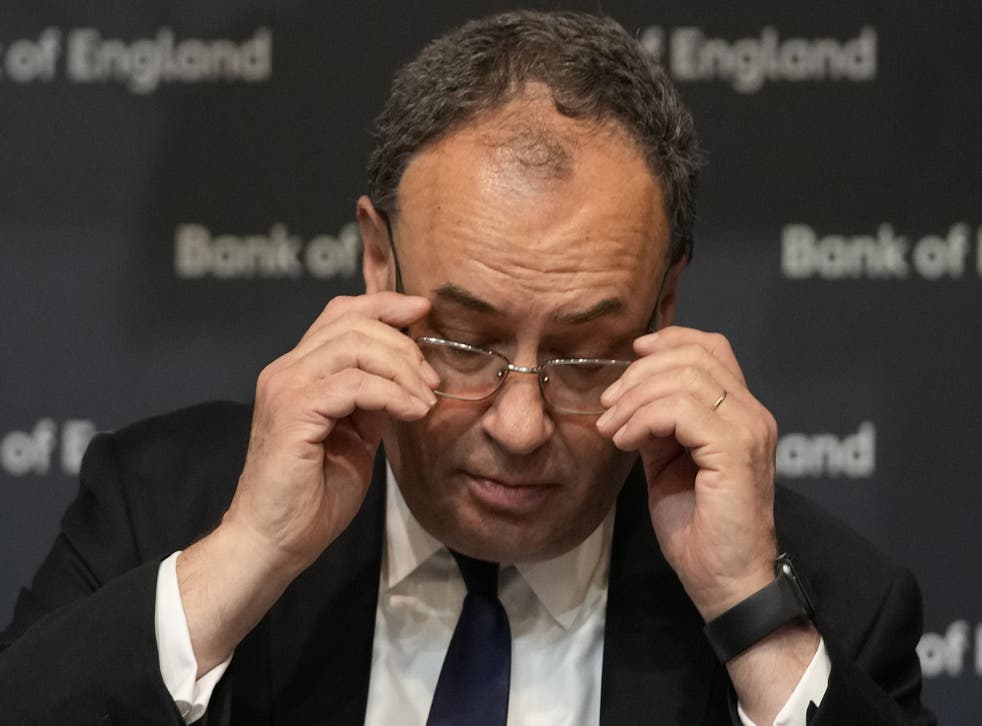 Governor of the Bank of England Andrew Bailey and others decided to raise the base rate to 1% earlier this month (Frank Augstein/PA)