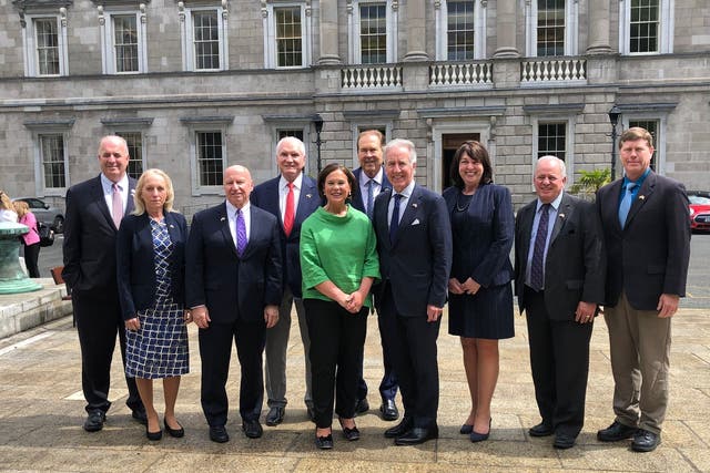 Sinn Fein leader Mary Lou McDonald (centre) with the bipartisan US congressional delegation (Sinn Fein/PA)