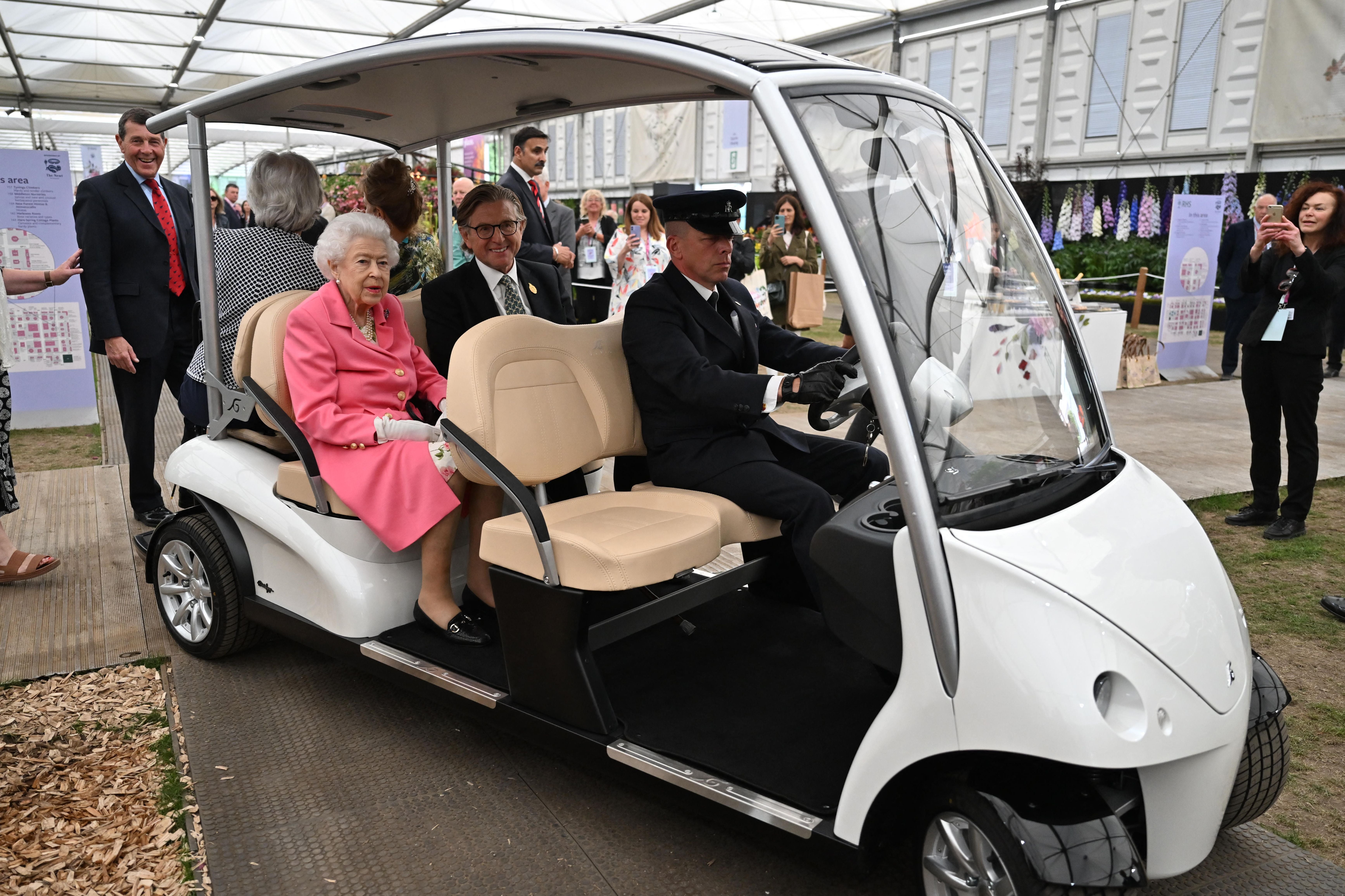 The Queen attends Chelsea Flower Show in a buggy