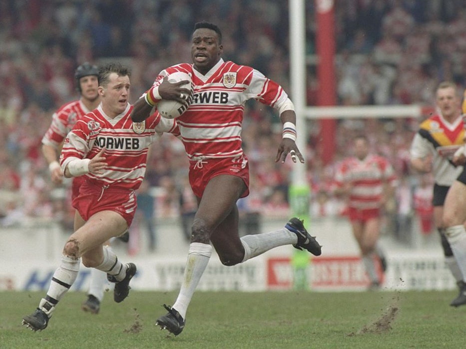 Martin Offiah in action during the 1993 Challenge Cup Final