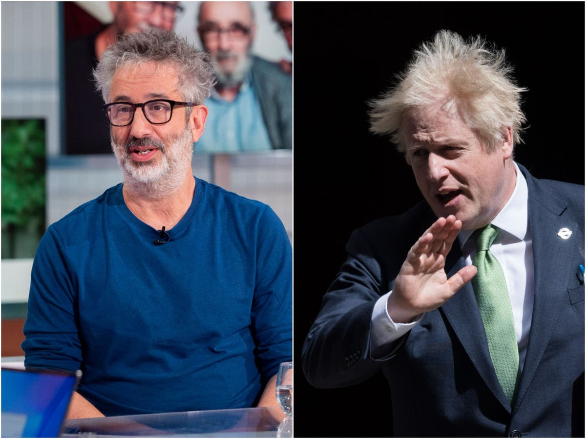 &lsquo;A tiny hand sanitiser fenced in by bottles of booze&rsquo;: David Baddiel jokes about new Boris Johnson party picture