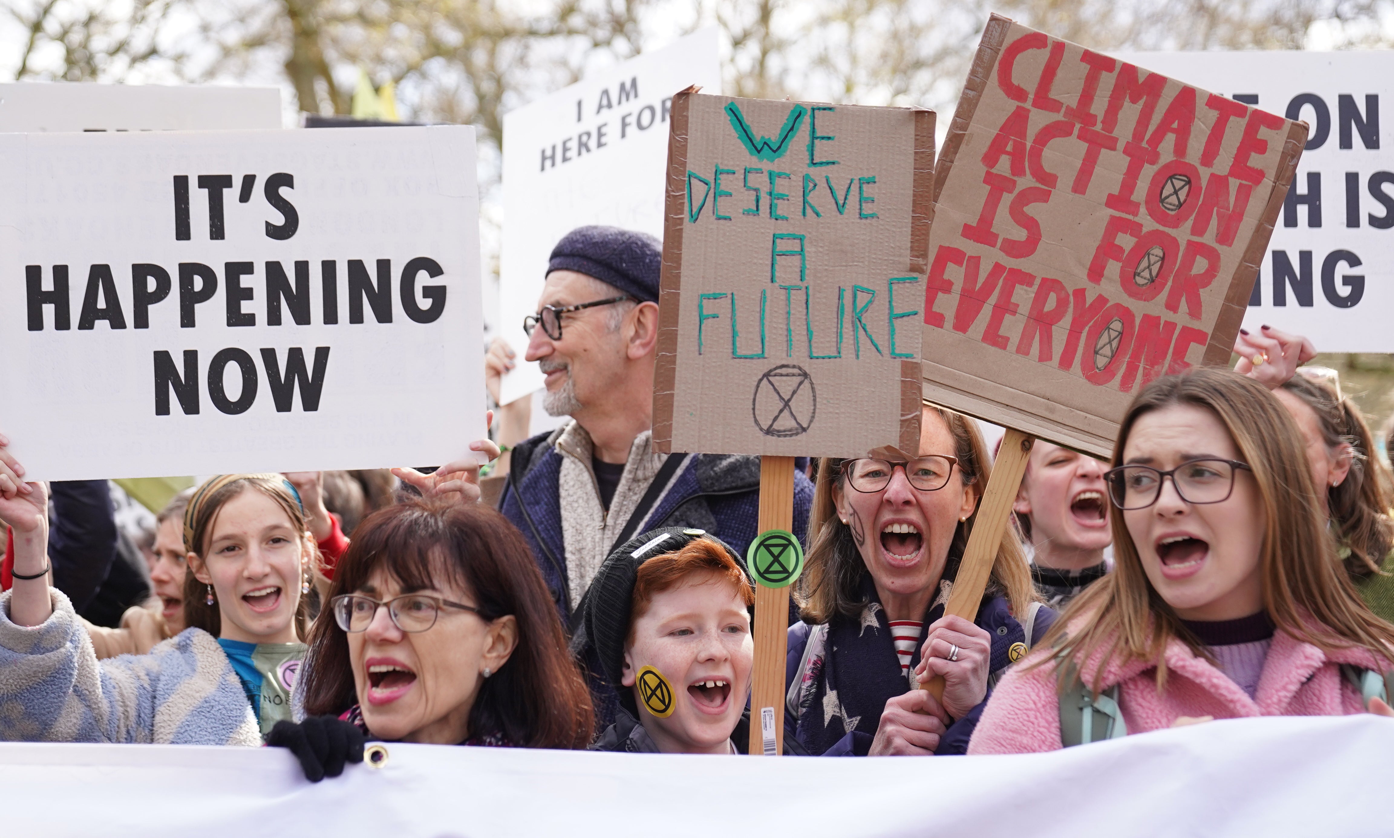 Activists from Extinction Rebellion at a previous climate change demonstration in Hyde Park central London in April (Stefan Rousseau/PA)