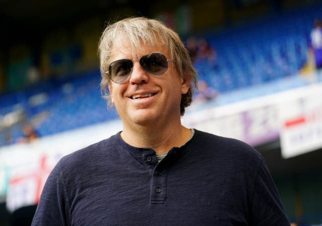 Todd Boehly, pictured, on the Stamford Bridge pitch after Chelsea completed their Premier League campaign (Adam Davy/PA)