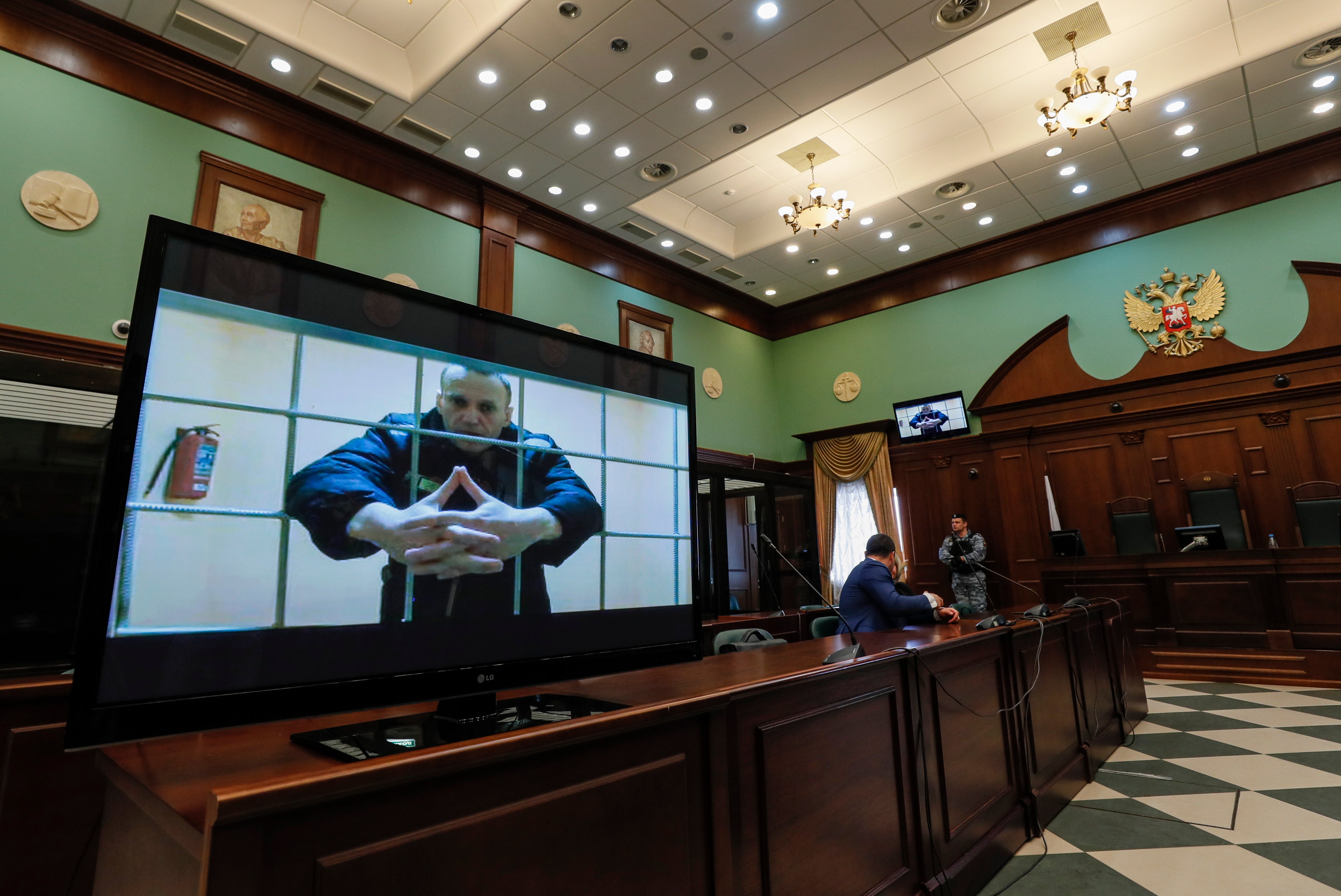 Alexei Navalny appears in court by video link on 24 May, 2022