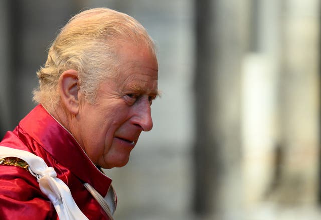 The Prince of Wales, in his role as Great Master of the Honourable Order of the Bath, attends the Order of the Bath ceremony at Westminster Abbey, London (Daniel Leal/PA)