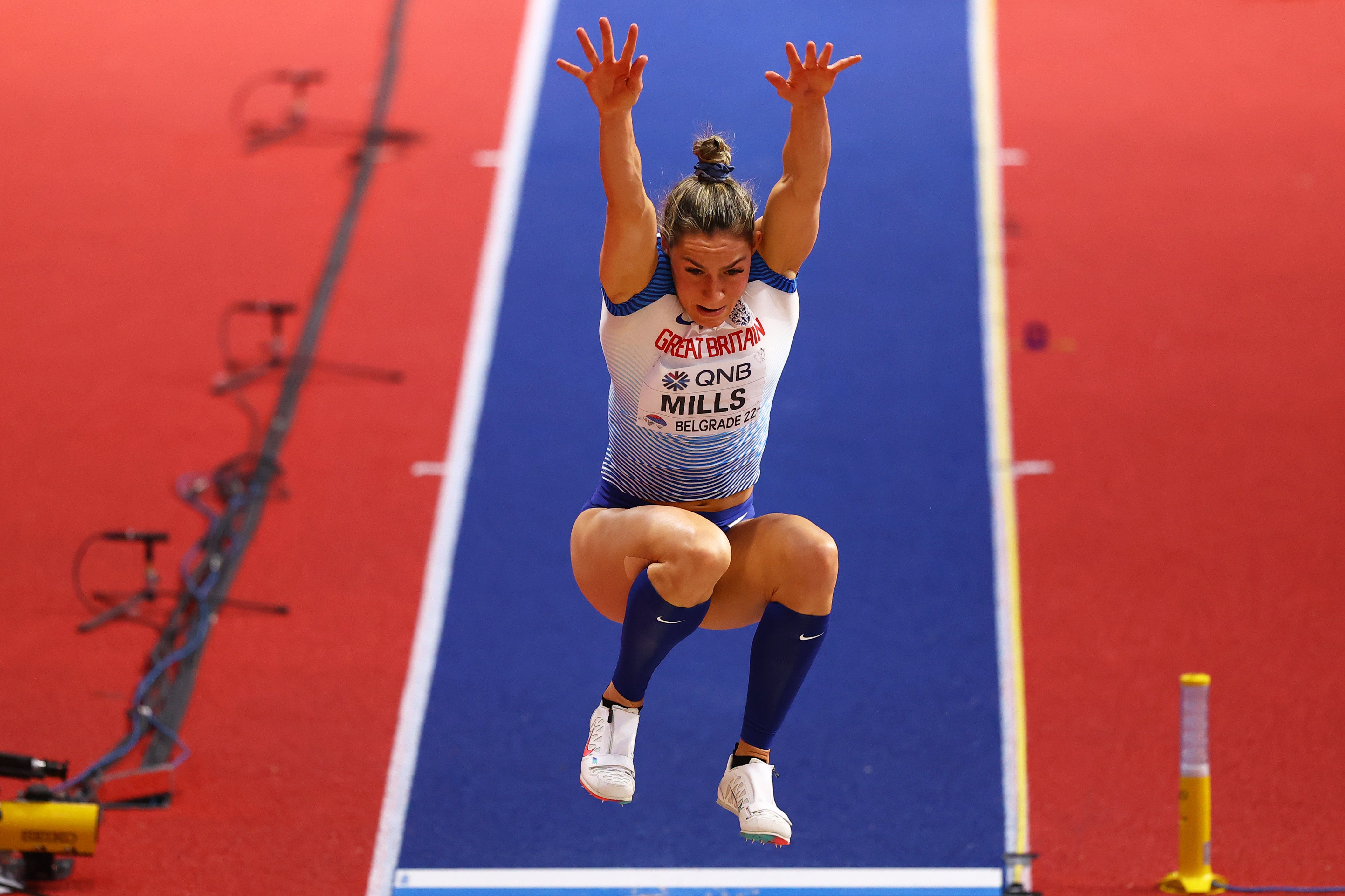 Holly Mills competes in the pentathlon for Great Britain