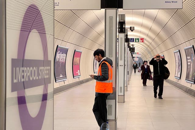 <p>Tunnel vision: the Elizabeth line at Liverpool Street </p>