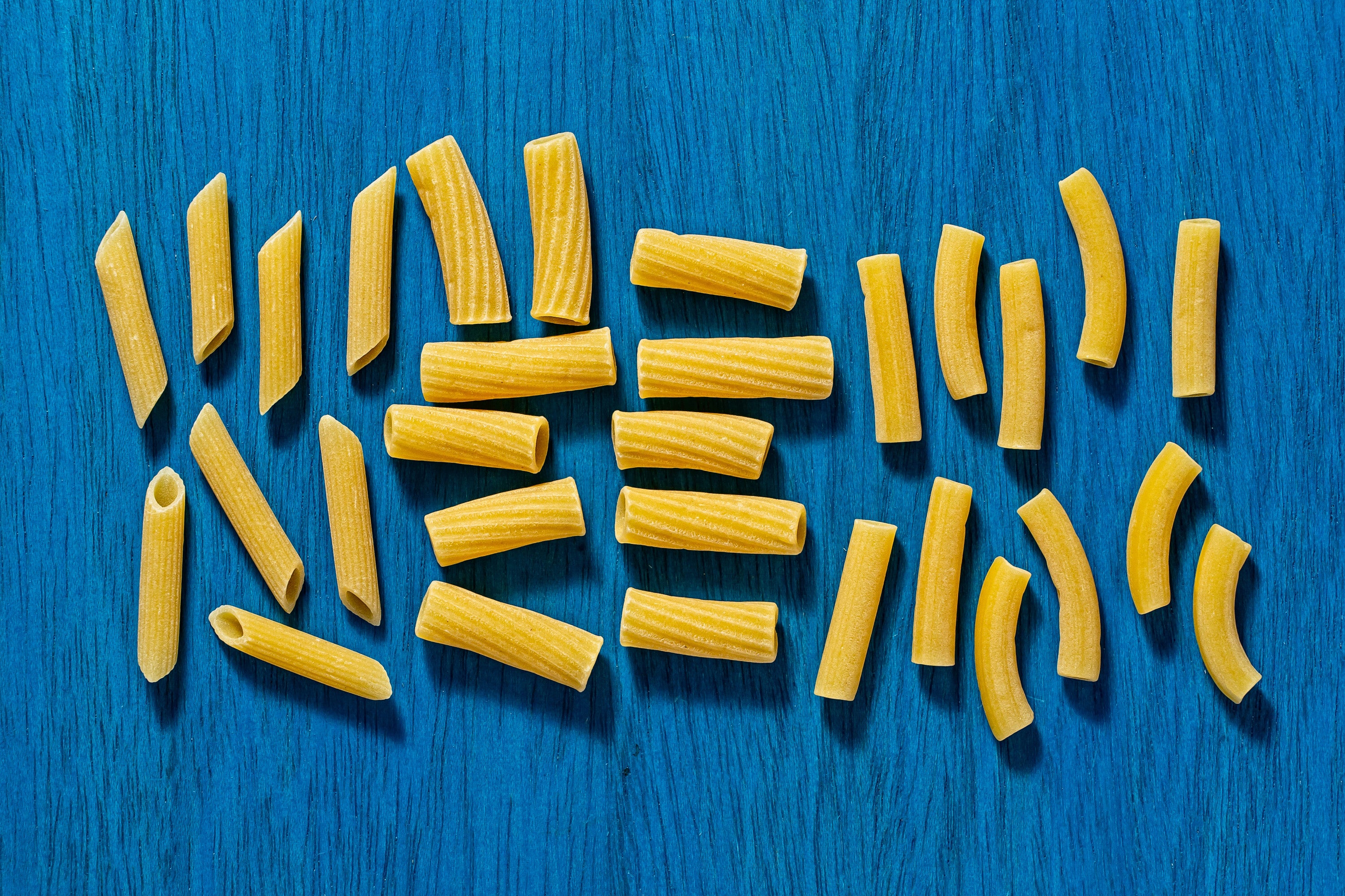 From left, penne, rigatoni and ziti
