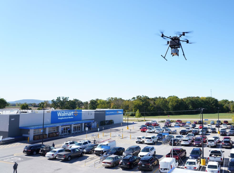 <p>An image released by Walmart of one of its drones</p>