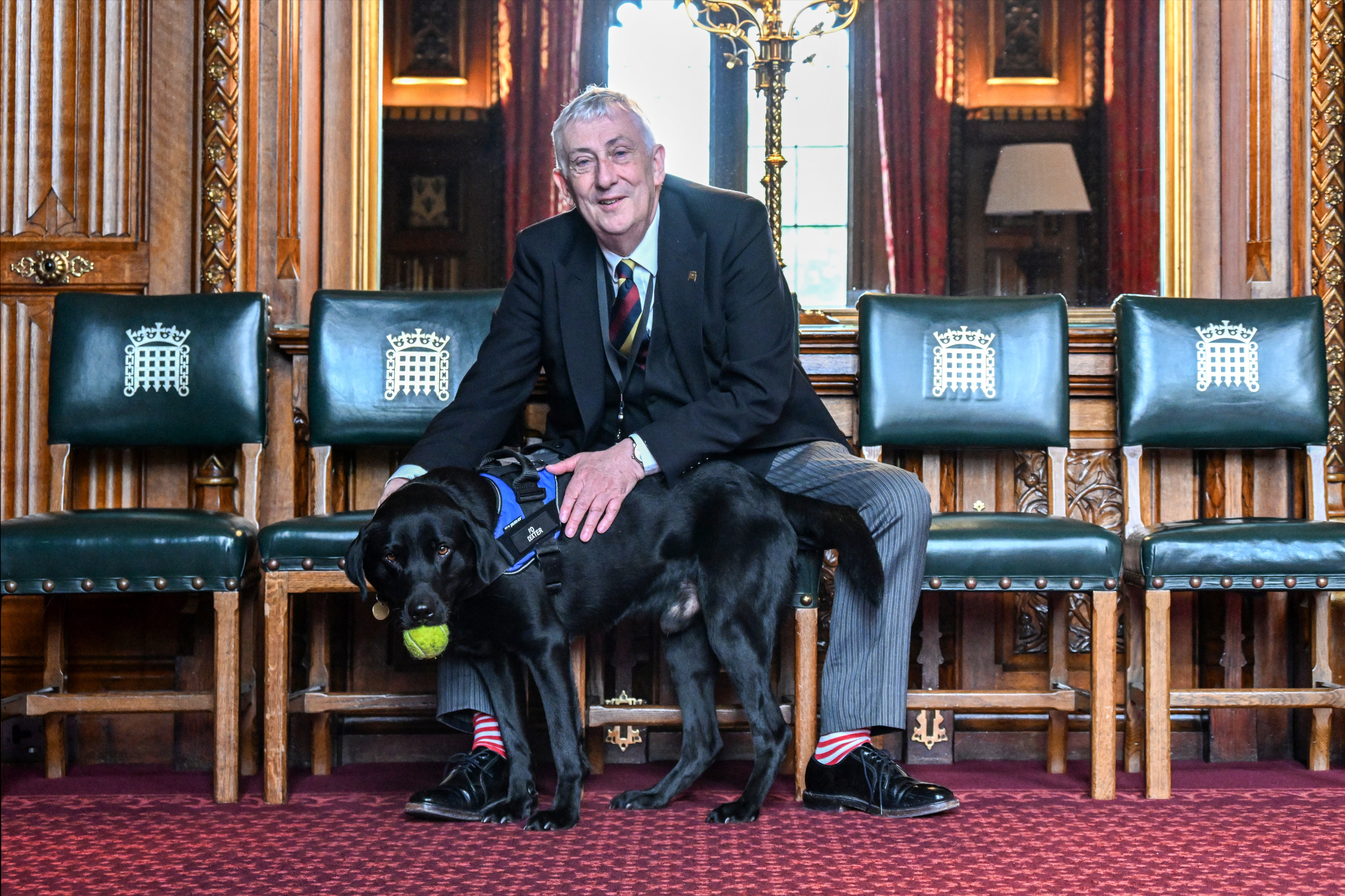 Speaker of the House of Commons Sir Lindsay Hoyle with Dexter (UK Parliament/Jessica Taylor)