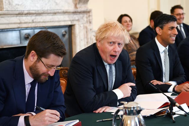 <p>Boris Johnson at his cabinet meeting on Tuesday</p>