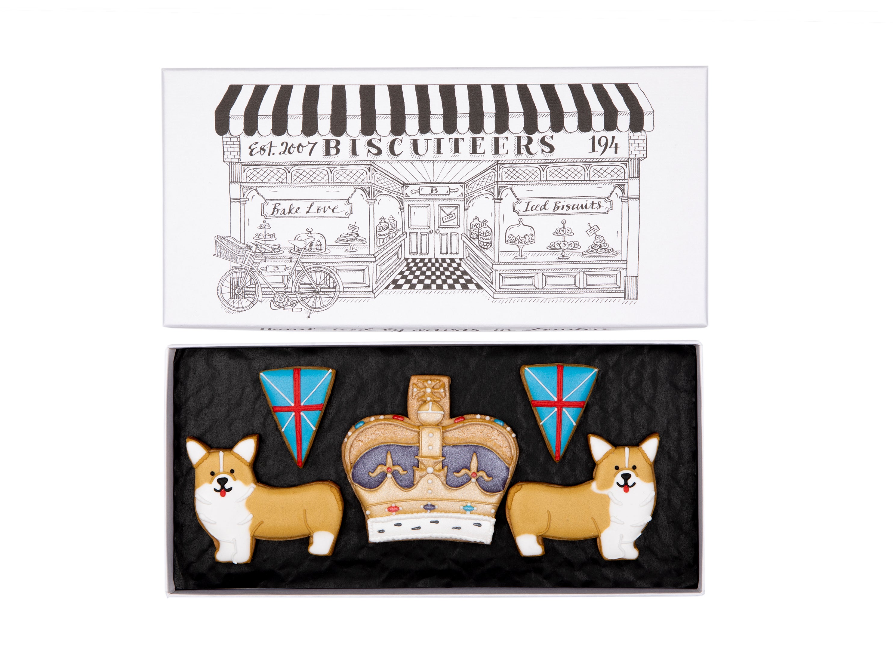 The Biscuiteers’ The Queen’s Corgis Letterbox biscuits