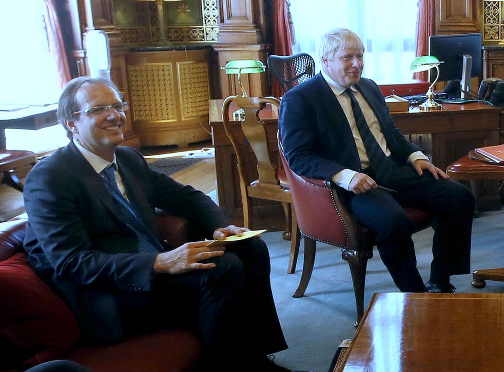 Prime Minister Boris Johnson with his then-principal private secretary Martin Reynolds (Kirsty Wigglesworth/PA)