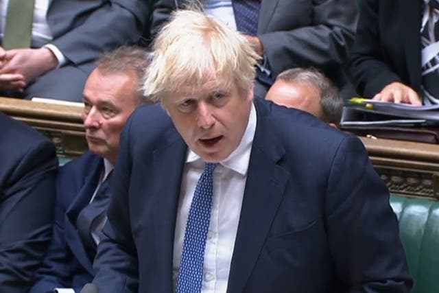 <p>Prime Minister Boris Johnson has been defending himself in the Commons after the Sue Gray report was published (House of Commons/PA)</p>
