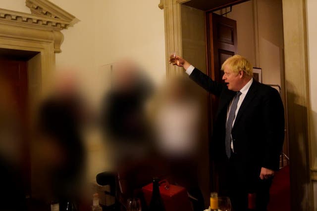 <p>Boris Johnson at a leaving do on 13 November 2020, for which he was not fined</p>
