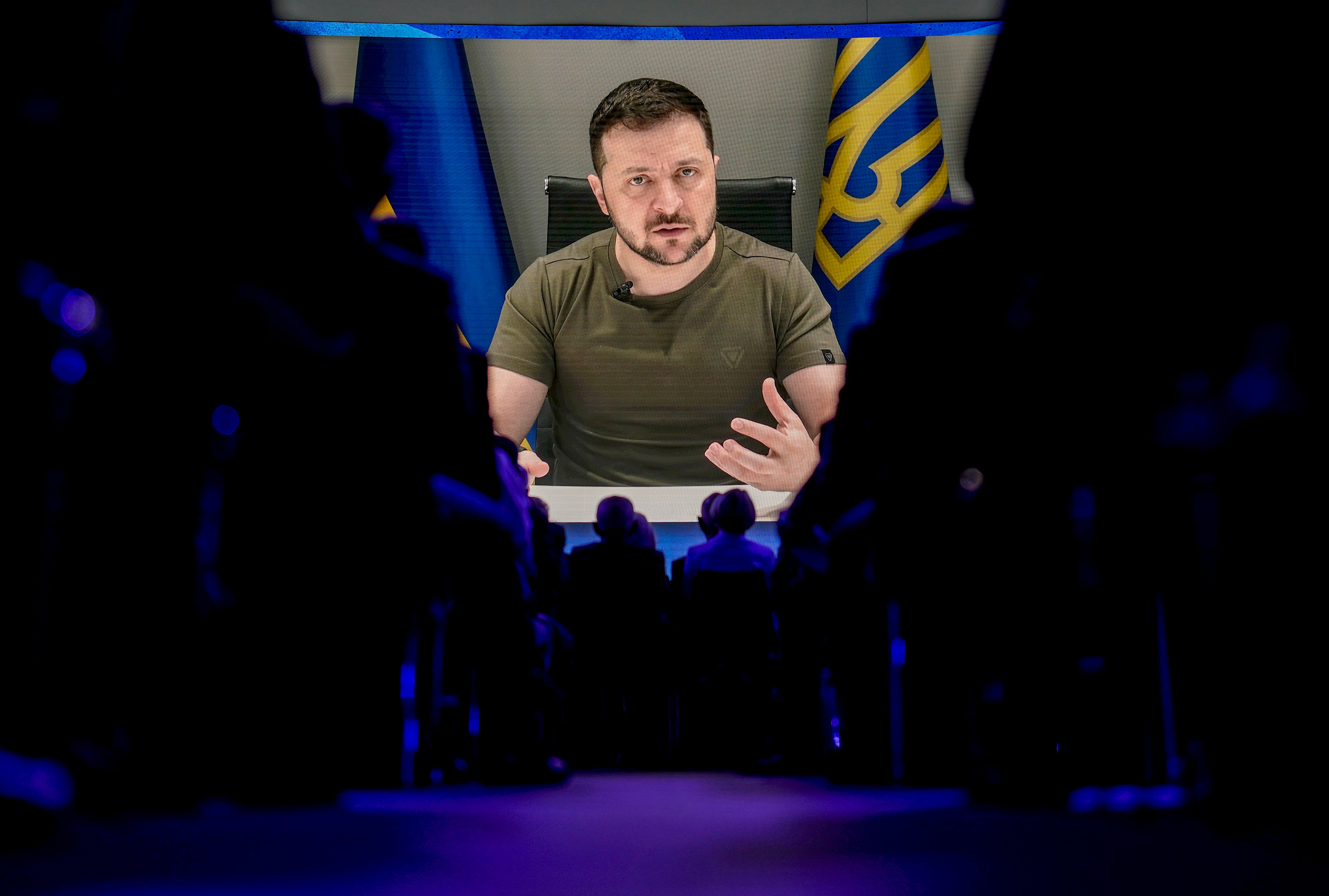 Zelensky addresses the Davos summit on video link from Kyiv