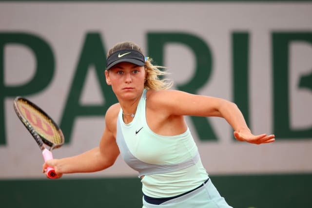 <p>Marta Kostyuk in action at the French Open</p>