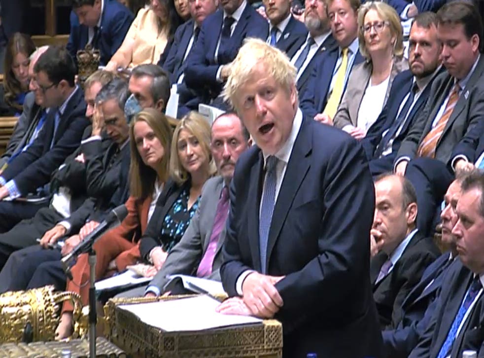 Prime Minister Boris Johnson delivers a statement to MPs following the publication of Sue Gray’s report into Downing Street parties during the coronavirus lockdown (House of Commons/PA)
