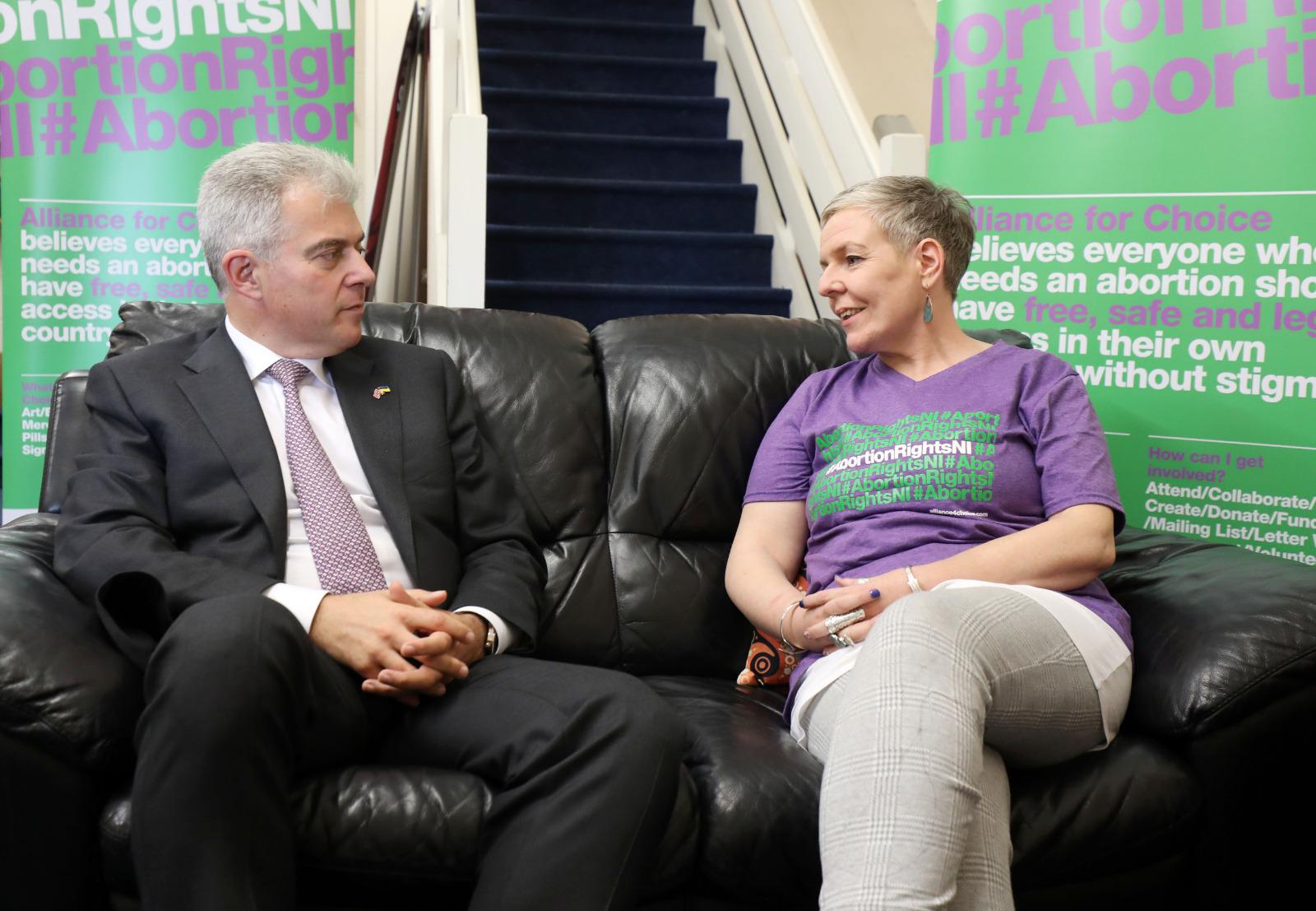 Northern Ireland Secretary Brandon Lewis meets volunteers who support women through termination services (NIO/PressEye/PA)