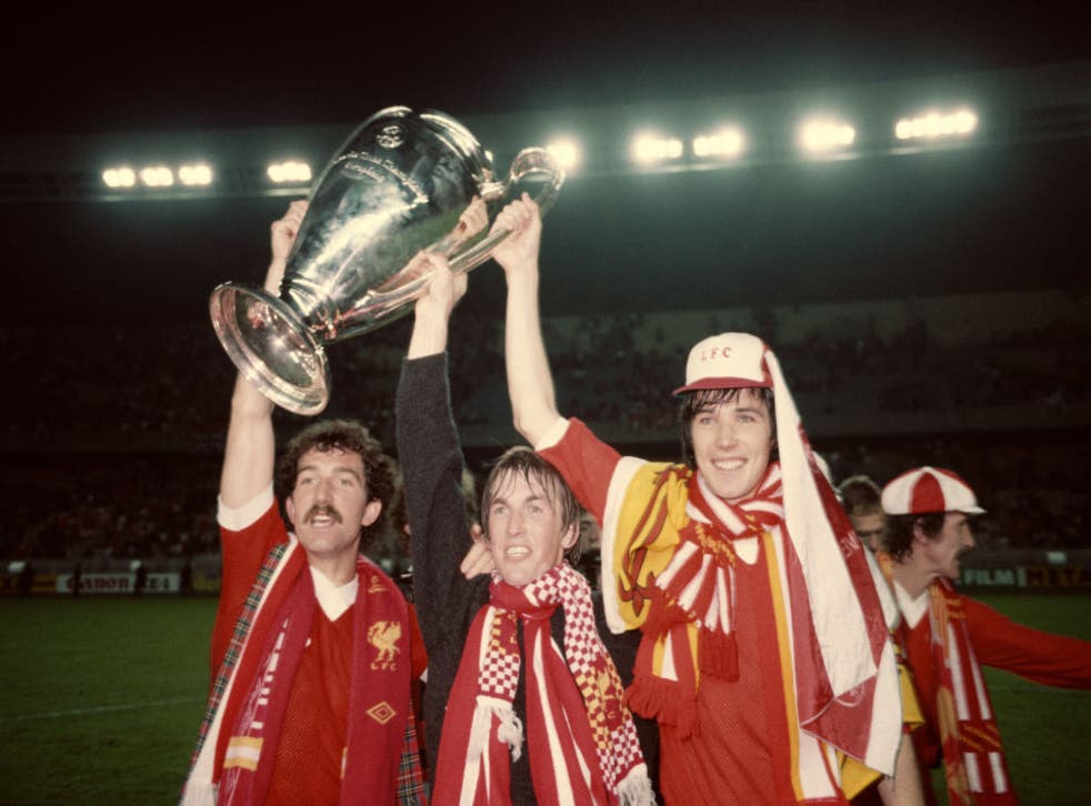 <p>Great Scots: from left, Graeme Souness, Kenny Dalglish and Alan Hansen celebrate Liverpool’s European Cup victory over Real Madrid in Paris, 1981 </p>