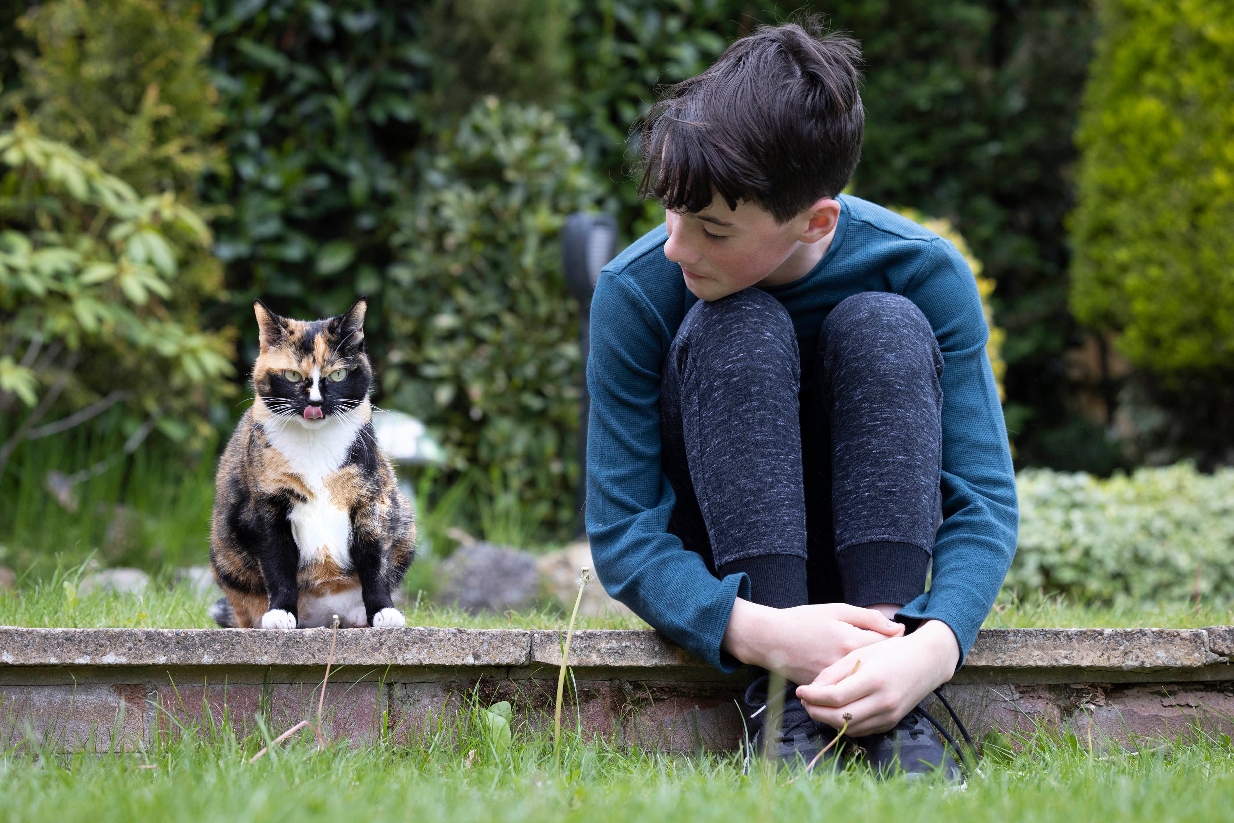 11-year-old Elliot with his cat Chicken, who has been nominated in the Furr-Ever Friends category (Matt Alexander/PA)