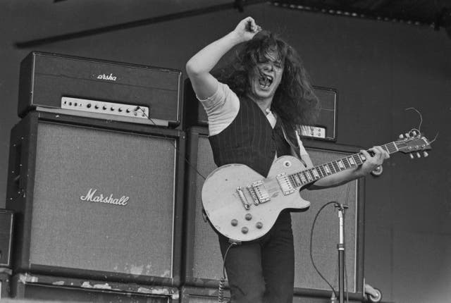 <p>Marshall plan: Free’s Paul Kossoff performs on stage at the Isle of Wight Festival, 30 August 1970</p>