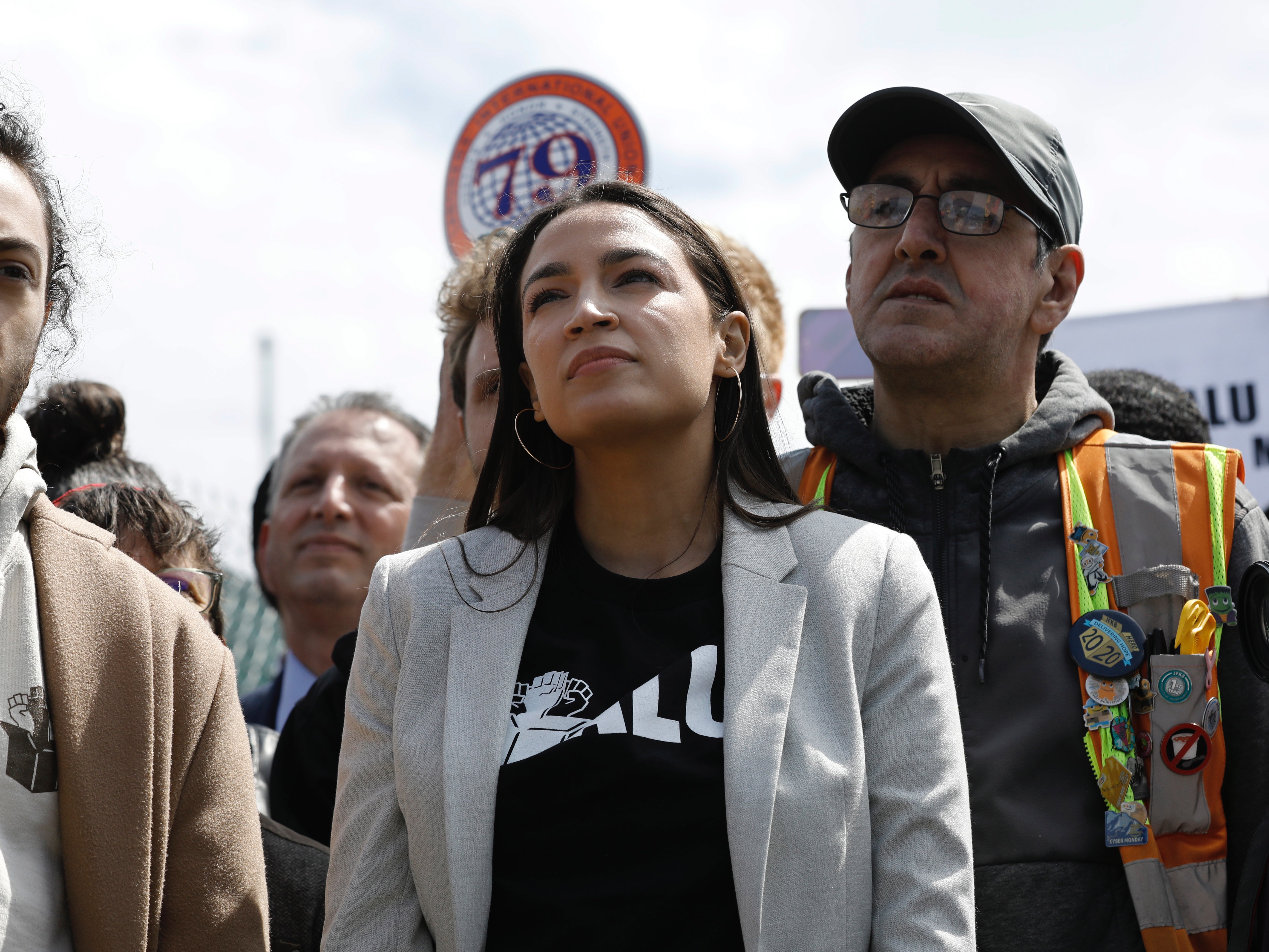 Ocasio-Cortez spoke at a Amazon Workers Union rally in April