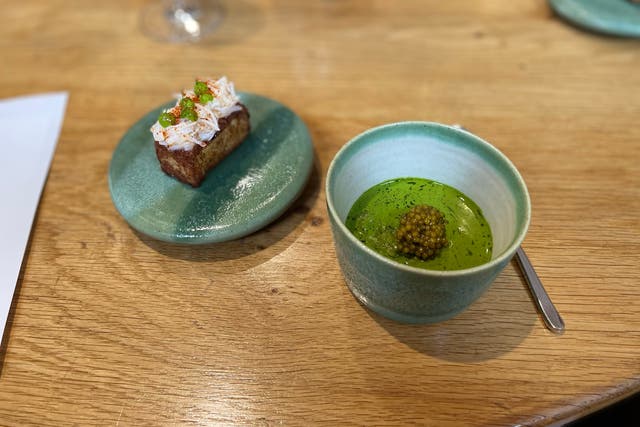 <p>Crab brioche and caviar: Too pretty to eat, too delicious not to </p>