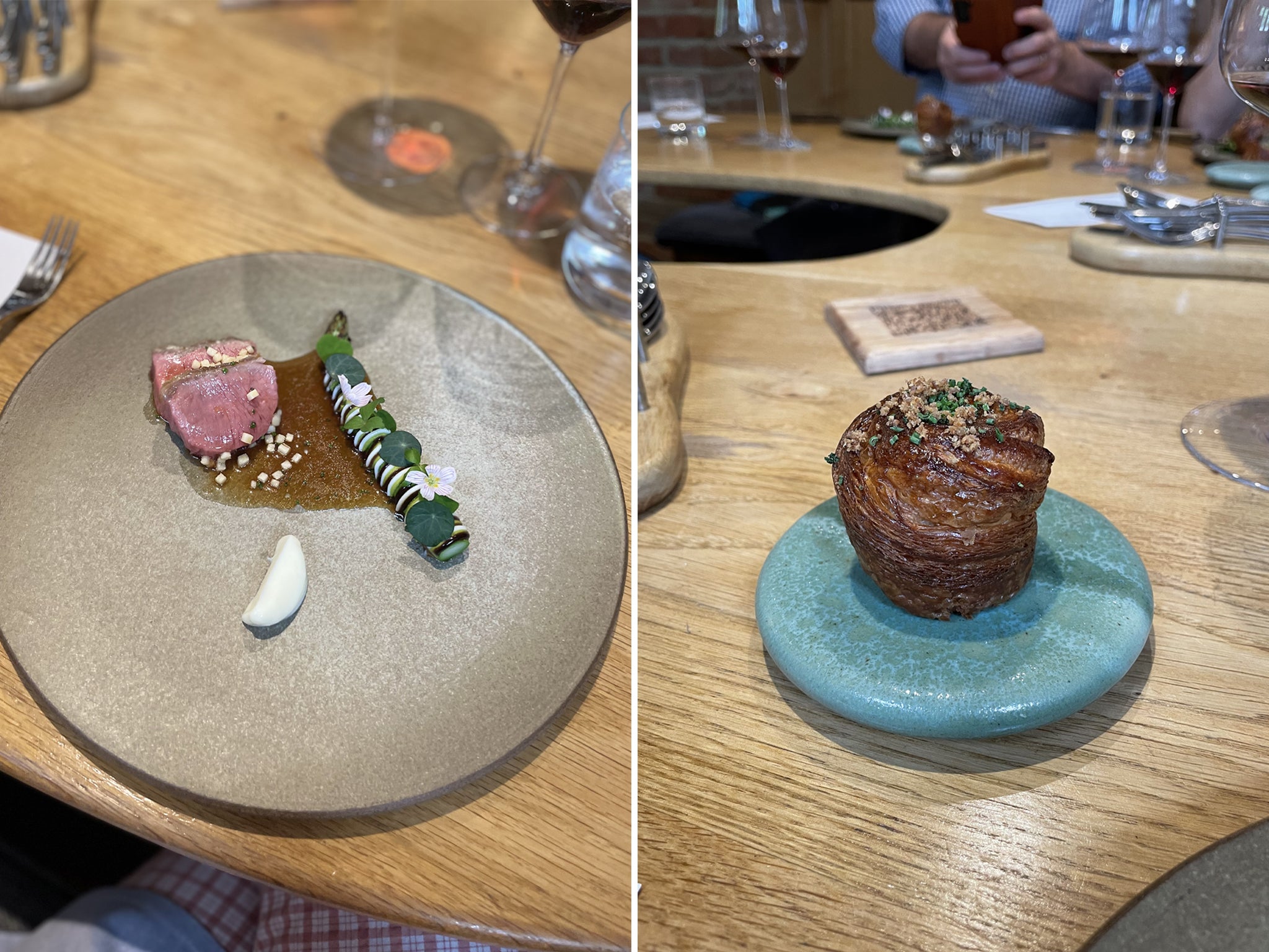 The lamb course: served with the most artistic asparagus you’ve ever seen and the glorious lamb neck cruffin