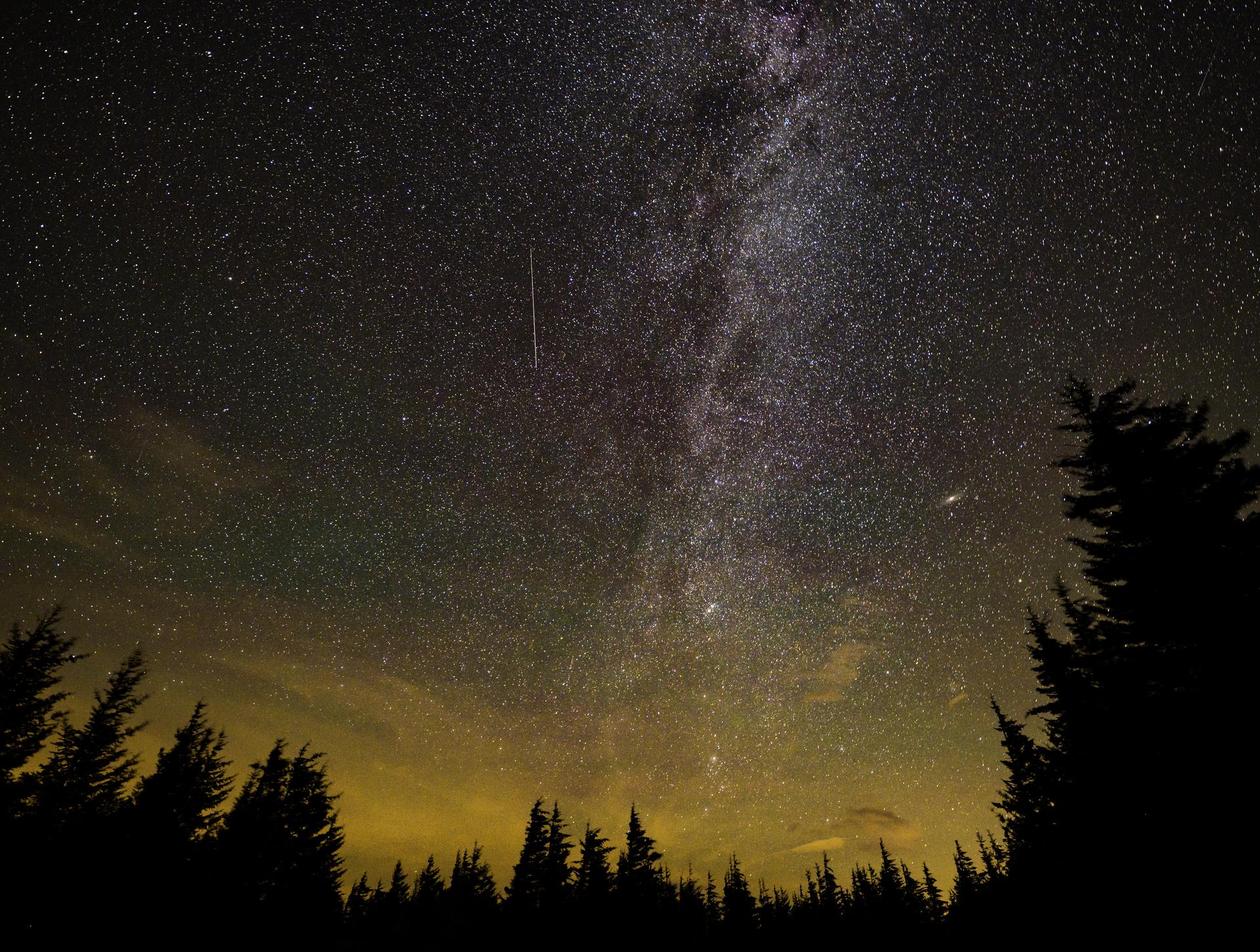 A meteor is seen streaking across the sky from West Virginia