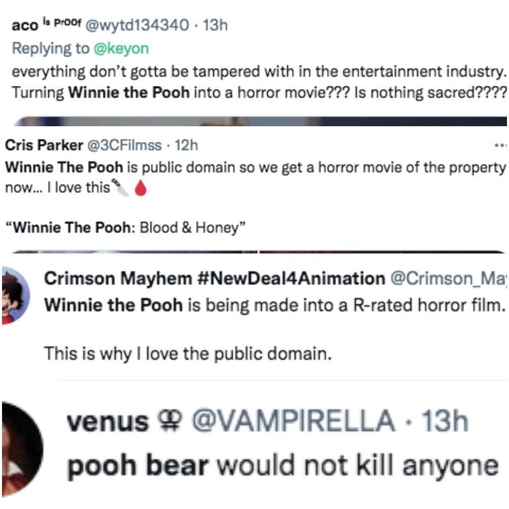 Tweets reacting to Winnie the Pooh