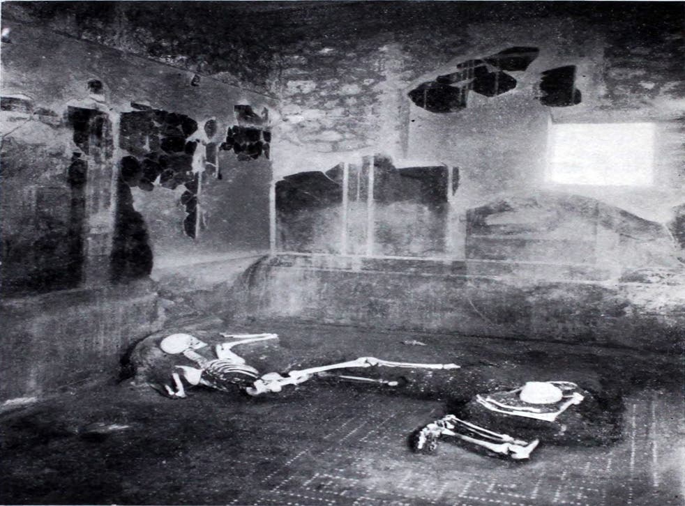 The two individuals found in the “Casa del Fabbro” or “House of the Craftsman” (room 9) in Pompeii. (Notizie degli Scavi di Antichità, 1934, p. 286, fig. 10/PA)