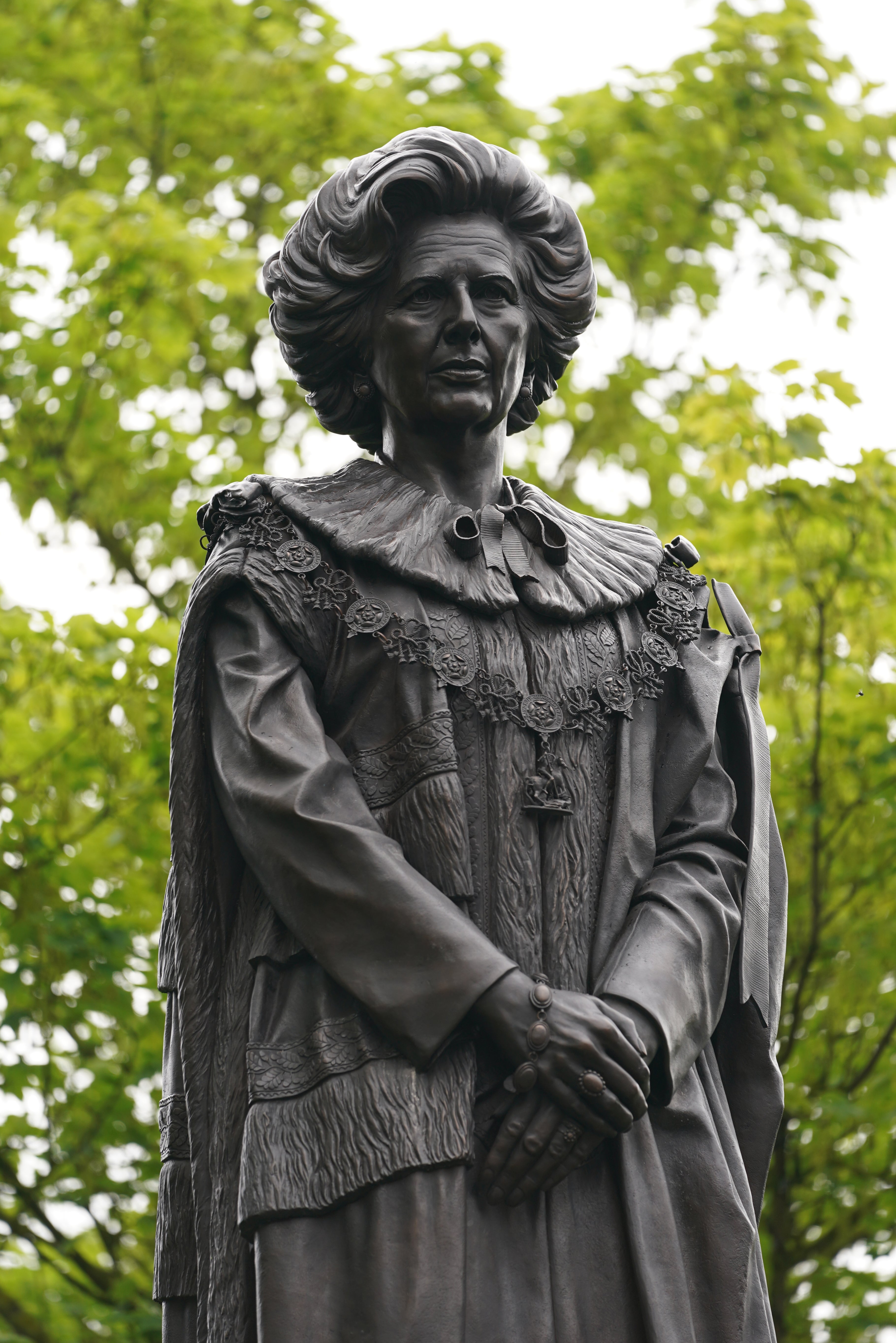 A view of the newly installed statue of Baroness Margaret Thatcher in her home town of Grantham, Lincolnshire (Joe Giddens/PA)