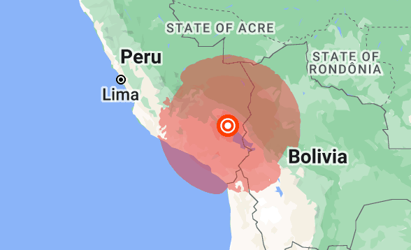 The earthquake struck along the Peru-Bolivia border around 7am local time on Thursday