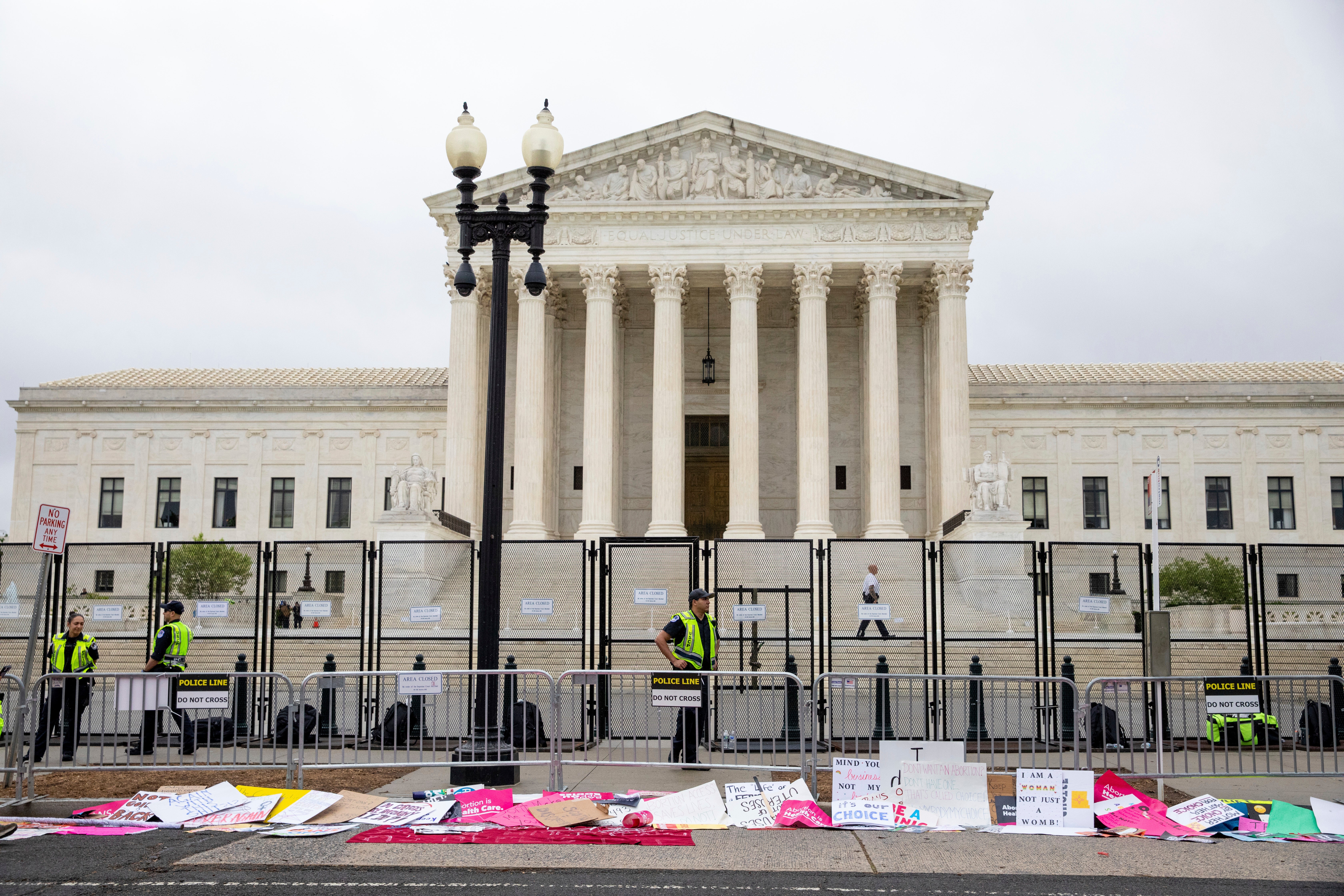 Fencing surrounds the Supreme Court ahead of the anticipated ruling