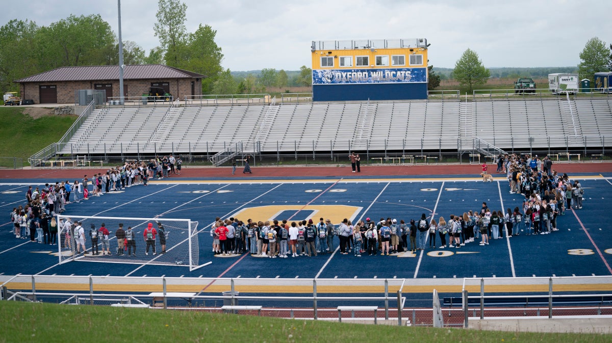 Students at Michigan school where Oxford shooting took place form giant ‘U’ on field in support of Texas families