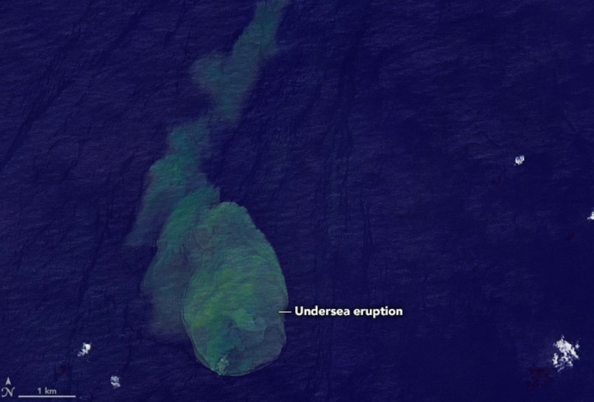 Eruption of underwater ‘Sharkcano’, home to rare predators, is captured from space