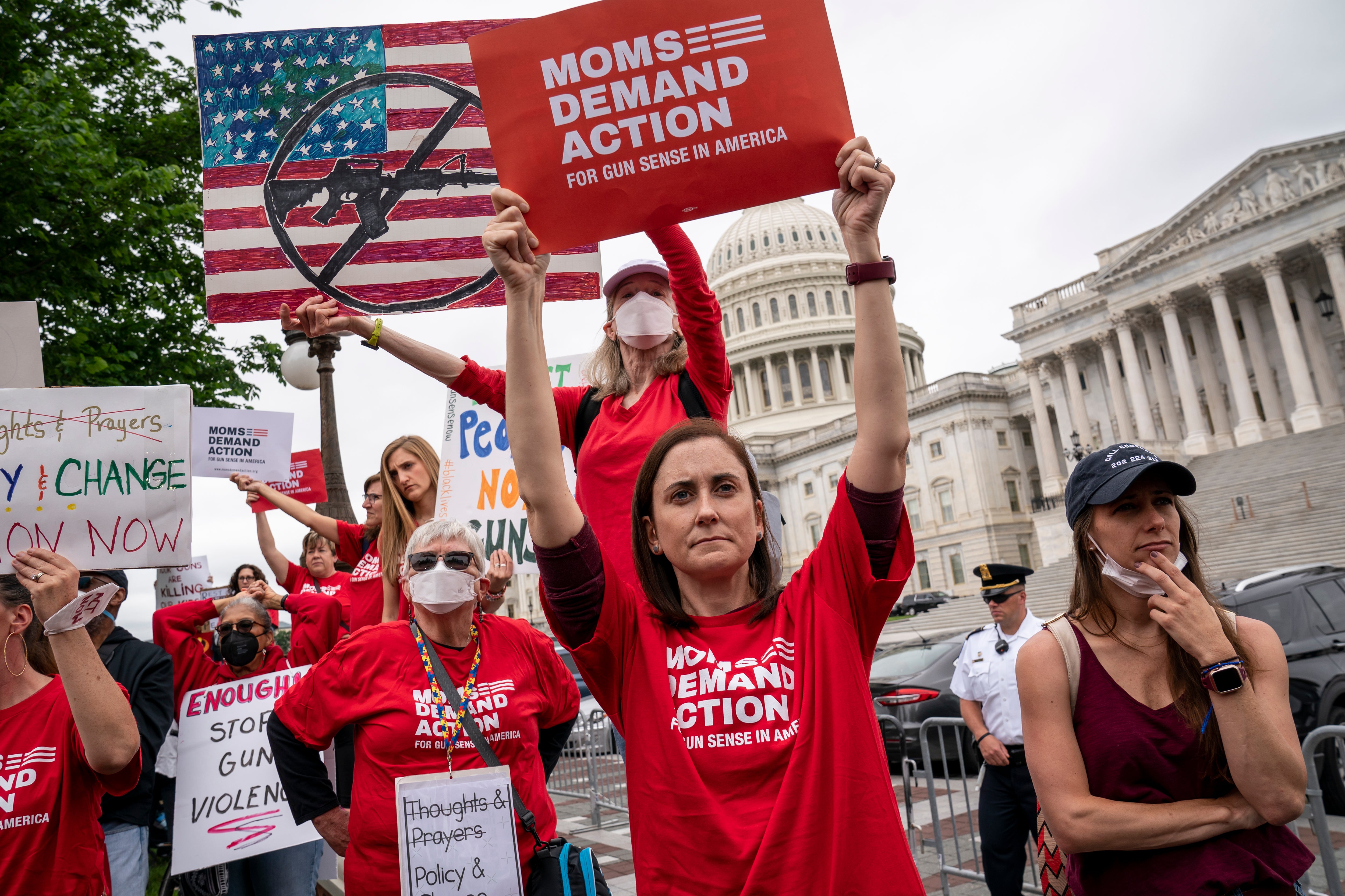 Activists join Senate Democrats outside the Capitol to demand action on gun control legislation