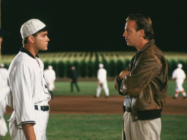 <p>Ray Liotta and Kevin Costner in Field of Dreams</p>