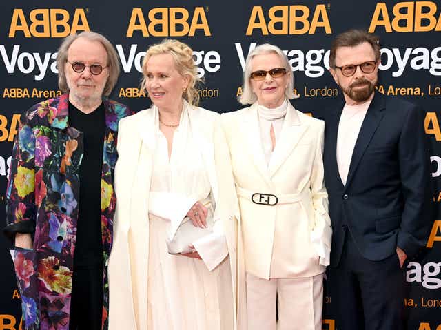 <p>ABBA reunite in London for the “Voyage” premiere</p>