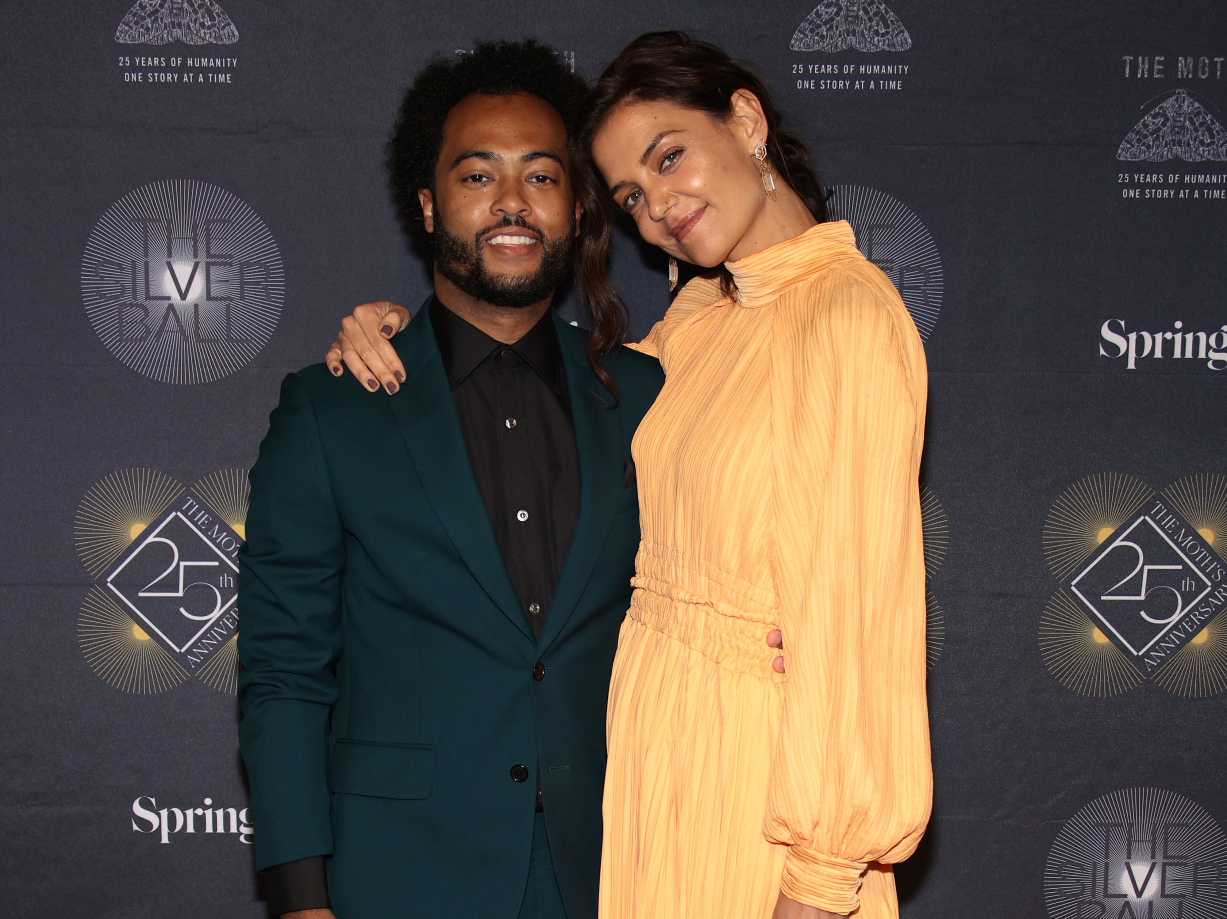 Bobby Wooten III and Katie Holmes attend The Moth Ball 25th Anniversary Gala at Spring Studios on May 26, 2022