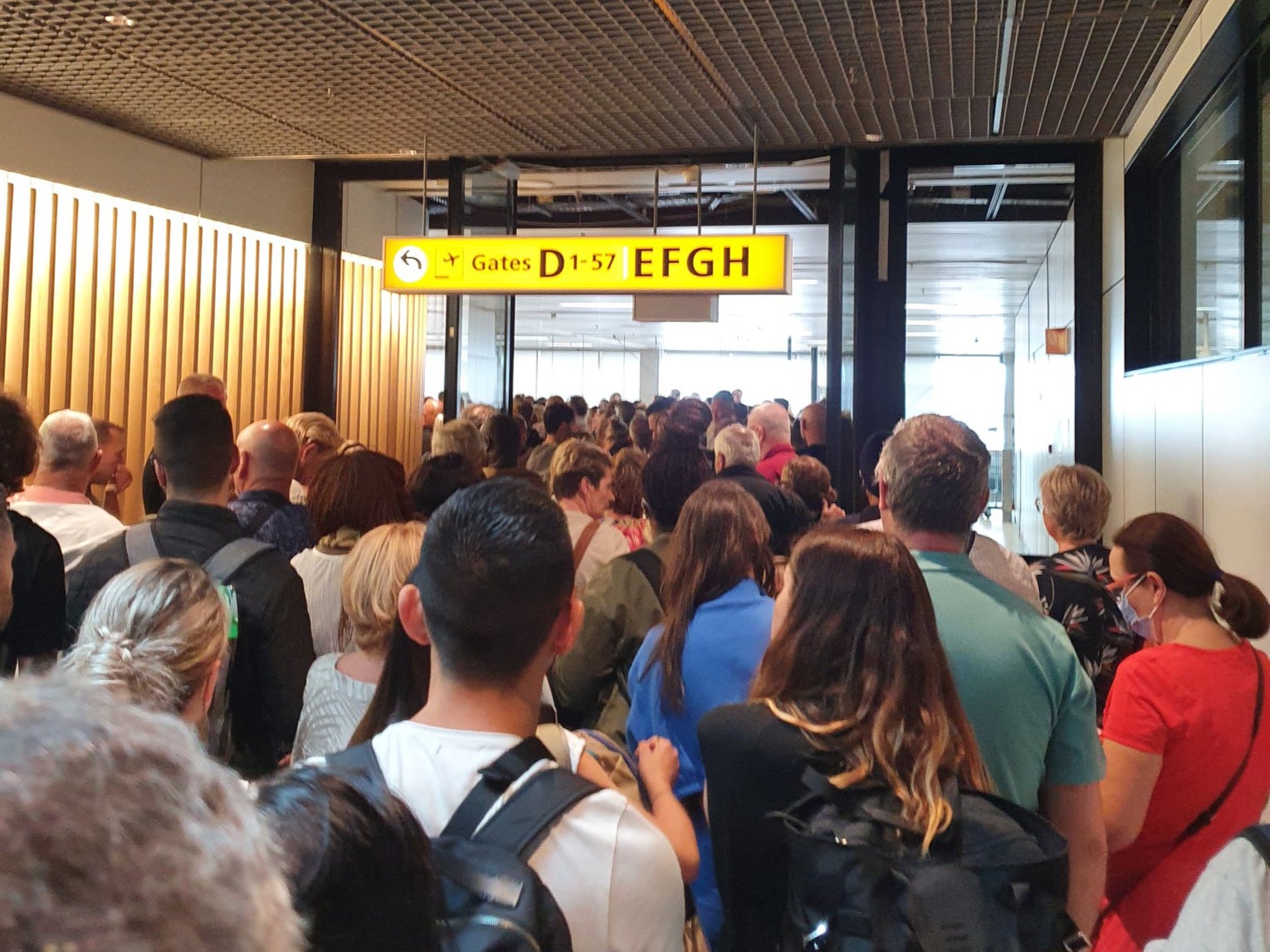 Queues at Amsterdam Schiphol on Monday