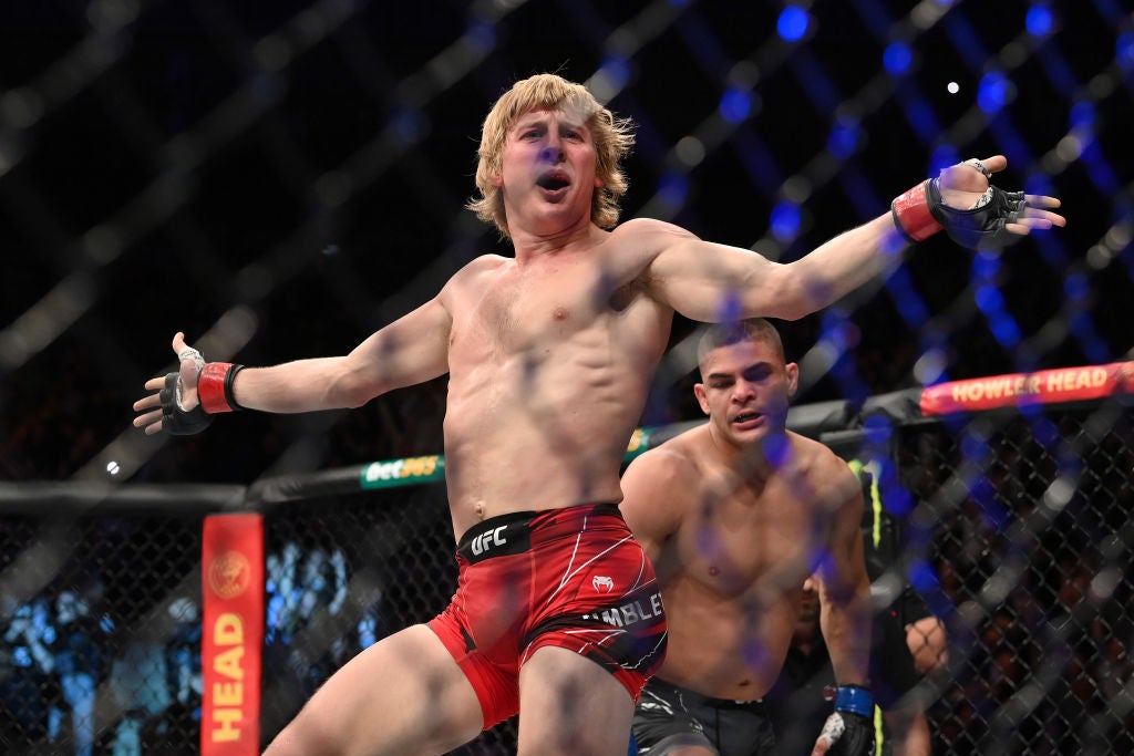 Pimblett celebrates his first-round submission of Rodrigo Vargas in March