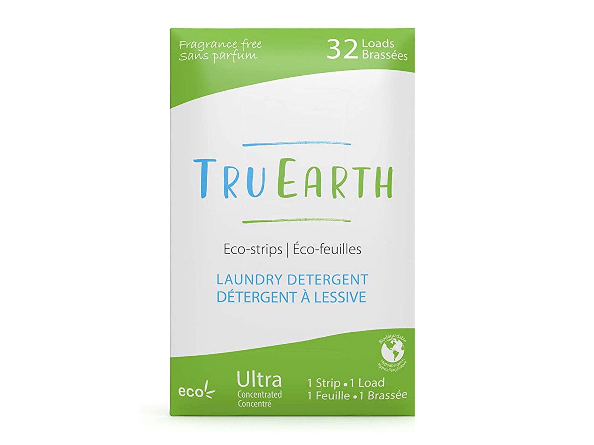 True Earth eco strips laundry detergent, fragrance free, 32 sheets indybest
