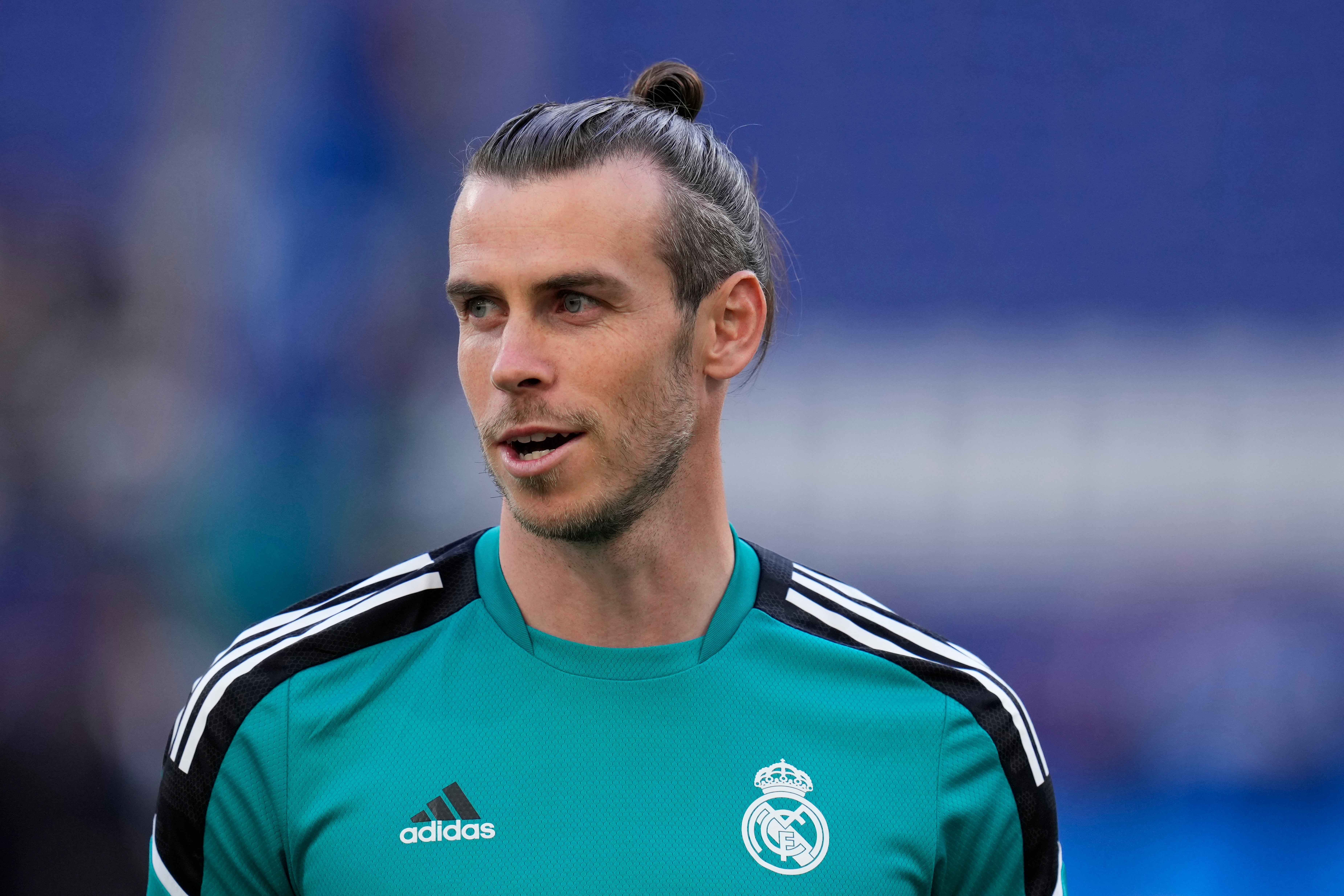 Gareth Bale attends a training session at the Stade de France