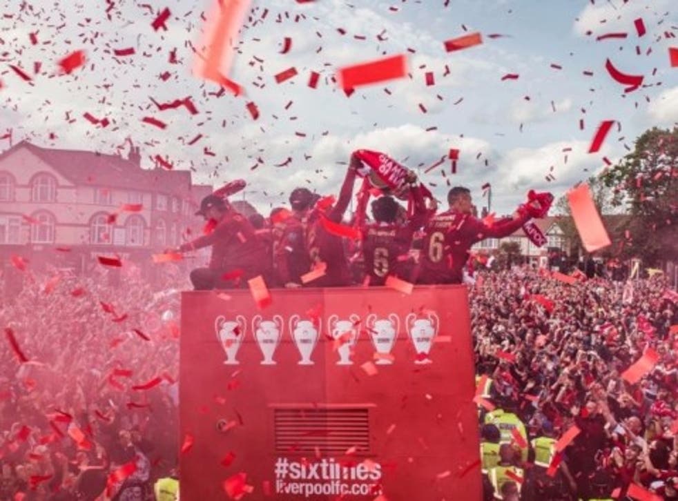 <p>Liverpool FC bus parade after 2019 Champions League win</p>